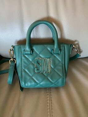 Steve Madden Teal Quilted Mini Tote with SM Plaque